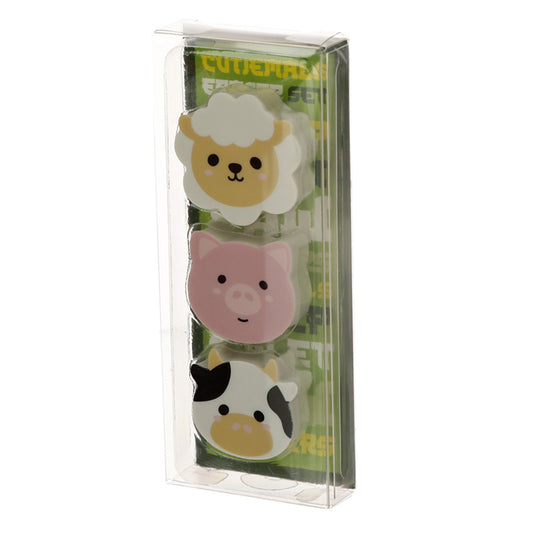 Adoramals Farm 3 Piece Eraser Set