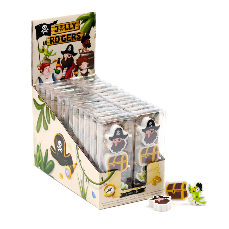 Jolly Roger Pirates 3 Piece Shaped Eraser Set