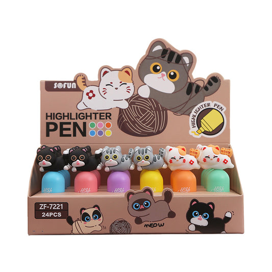 Cute Cat Highlighter Pen with Topper