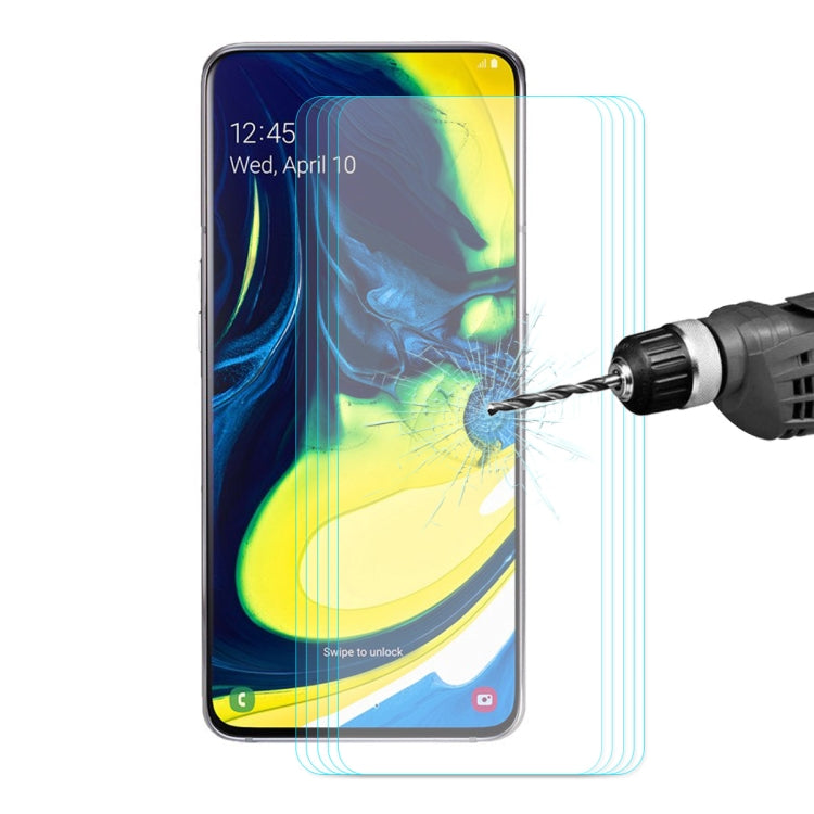 5 PCS ENKAY Hat-Prince 0.26mm 2.5D 9H Tempered Glass Protective Film for Galaxy A80