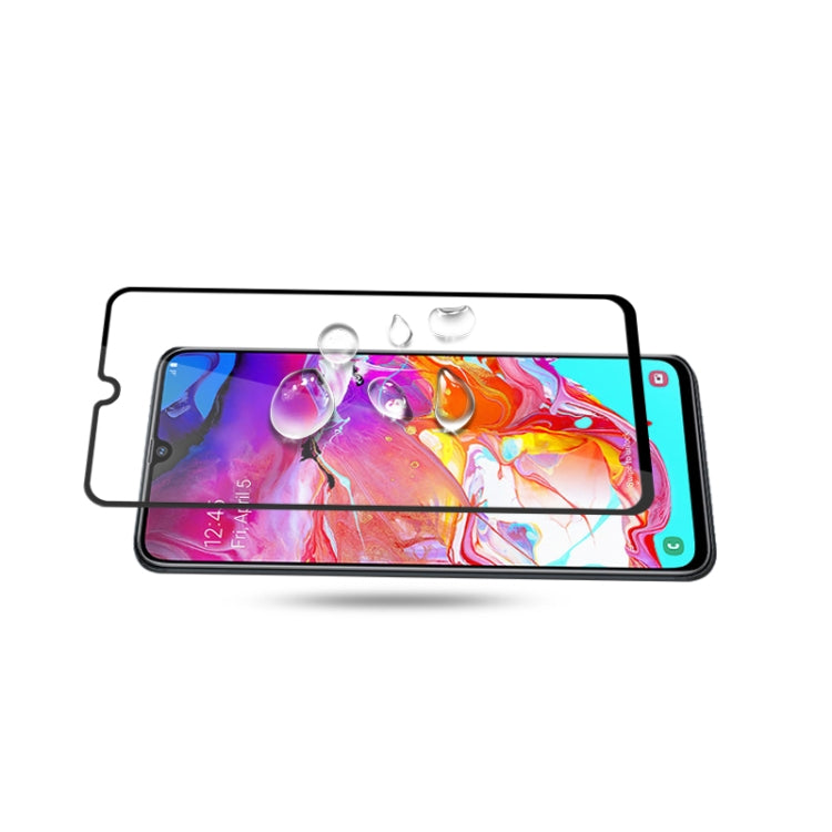 10 PCS mocolo 0.33mm 9H 2.5D Full Glue Silk Print Tempered Glass Film for Galaxy A70, Support Fingerprint Unlock(Black)