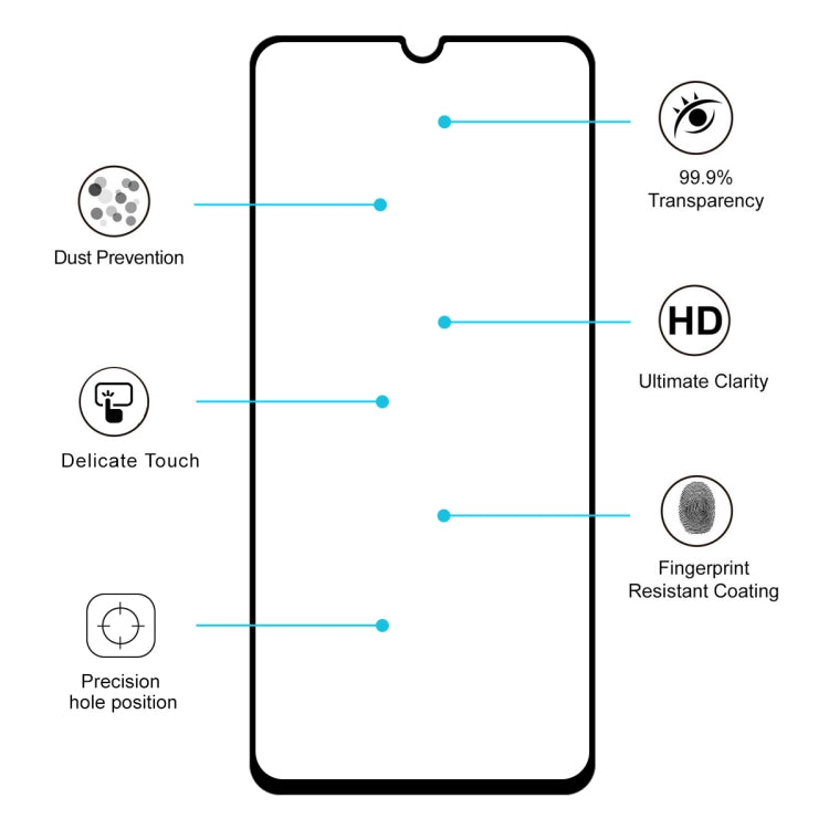 2 PCS ENKAY Hat-prince Full Glue 0.26mm 9H 2.5D Tempered Glass Film for Galaxy A70