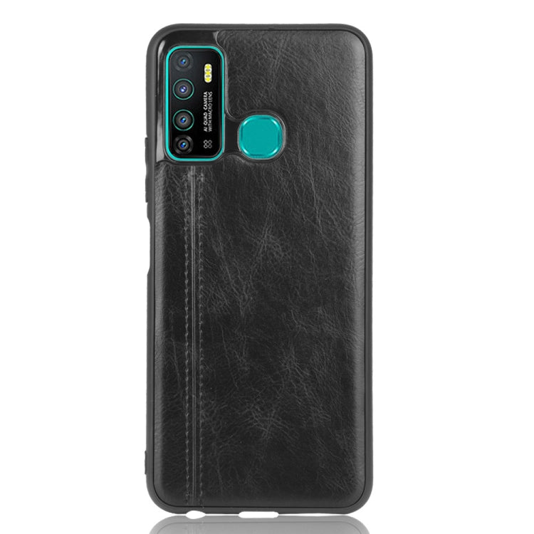 For Infinix Hot 9 Shockproof Sewing Cow Pattern Skin Texture PC + PU + TPU Case(Black)