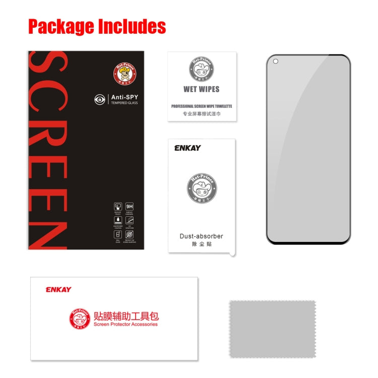 For Huawei Honor 30 ENKAY Hat-Prince 0.26mm 9H 6D Privacy Anti-spy Full Screen Tempered Glass Film