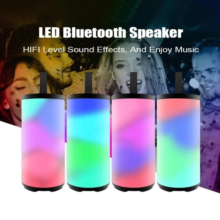 T&G TG169 LED Portable Bluetooth Speaker Outdoor Waterproof Subwoofer 3D Stereo Mini wireless Loudspeaker Support AUX FM TF card(Black)