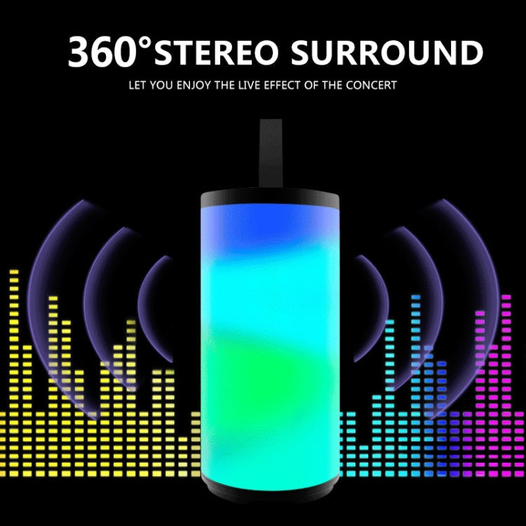 T&G TG169 LED Portable Bluetooth Speaker Outdoor Waterproof Subwoofer 3D Stereo Mini wireless Loudspeaker Support AUX FM TF card(Blue)