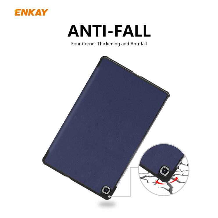 For Samsung Galaxy Tab S6 Lite P610 / P615 / Tab S6 Lite 2022 / P613 / P619 ENKAY 3-Fold Plastic Leather Smart Tablet Case(Light Blue)