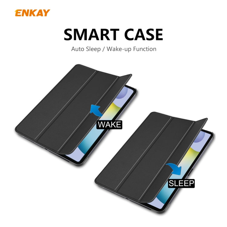 For Samsung Galaxy Tab S6 Lite P610 / P615 / Tab S6 Lite 2022 / P613 / P619 ENKAY 3-Fold Plastic Leather Smart Tablet Case(Blackish Green)