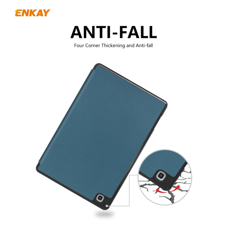 For Samsung Galaxy Tab S6 Lite P610 / P615 / Tab S6 Lite 2022 / P613 / P619 ENKAY Leather Smart Tablet Case with Pen Slot(Dark Blue)
