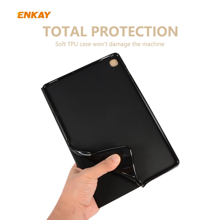 For Samsung Galaxy Tab S6 Lite P610 / P615 / Tab S6 Lite 2022 / P613 / P619 ENKAY Elastic Leather Tablet Case with Holder(Cyan)
