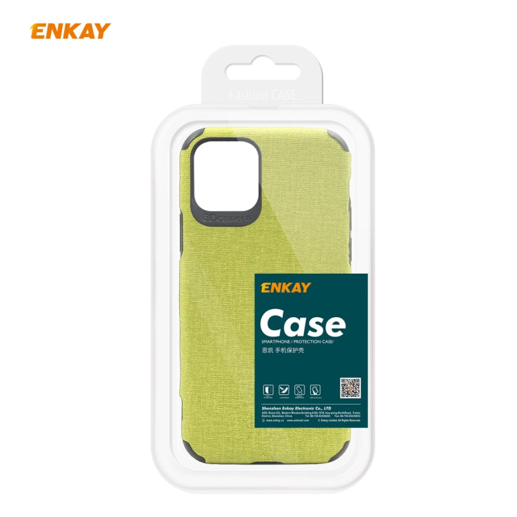 For iPhone 11 Pro ENKAY ENK-PC0322 2 in 1 Business Series Denim Texture PU Leather + TPU Soft Slim CaseCover ＆ 0.26mm 9H 2.5D Tempered Glass Film(Black)