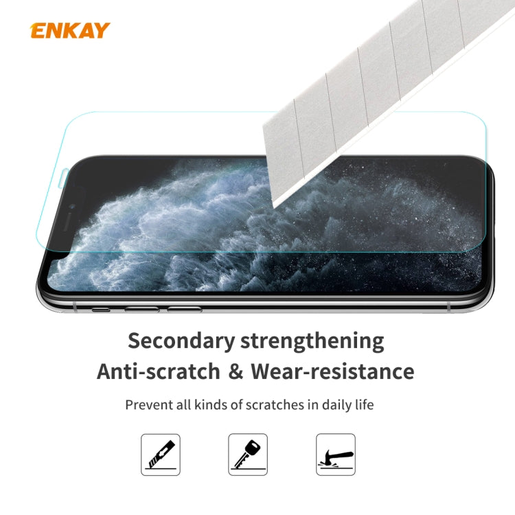 For iPhone 11 Pro ENKAY ENK-PC0322 2 in 1 Business Series Denim Texture PU Leather + TPU Soft Slim CaseCover ＆ 0.26mm 9H 2.5D Tempered Glass Film(Black)