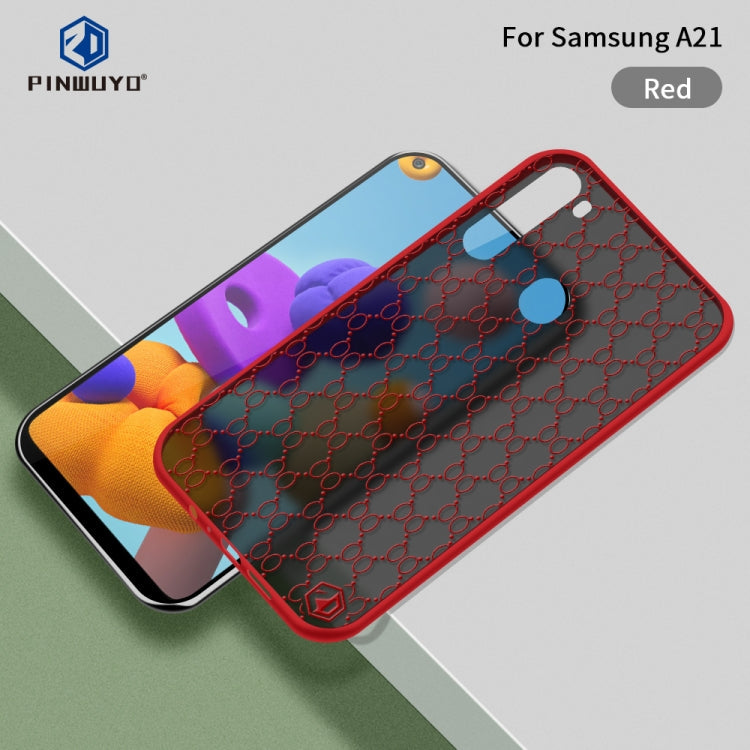 For Samsung Galaxy A21 PINWUYO Series 2nd Generation PC + TPU Anti-drop All-inclusive Protective Shell Matte Back Cover(Red)