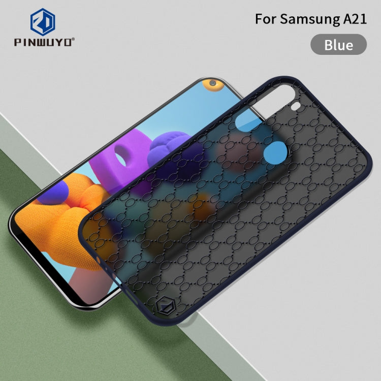 For Samsung Galaxy A21 PINWUYO Series 2nd Generation PC + TPU Anti-drop All-inclusive Protective Shell Matte Back Cover(Blue)