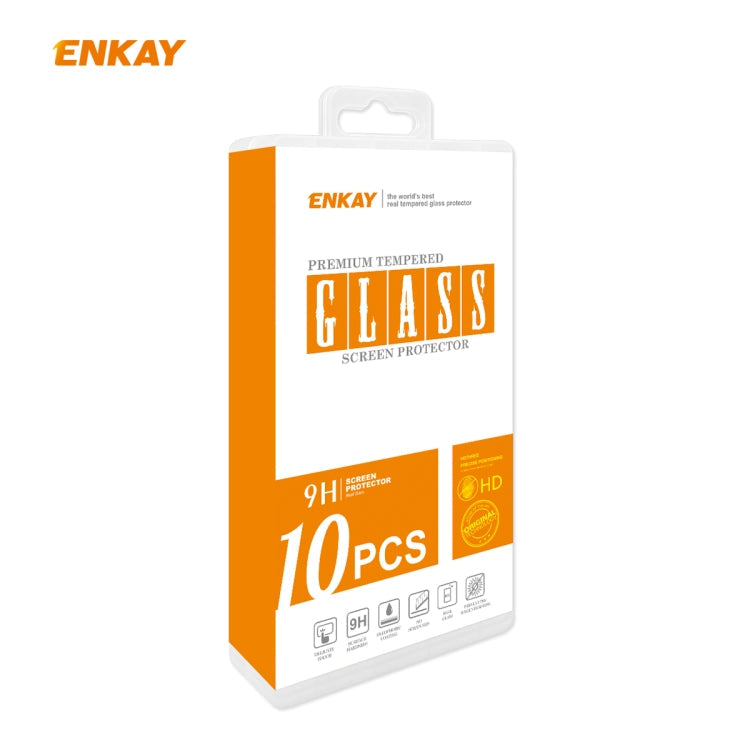 For Samsung Galaxy A21 10 PCS ENKAY Hat-Prince 0.26mm 9H 2.5D Curved Edge Tempered Glass Film