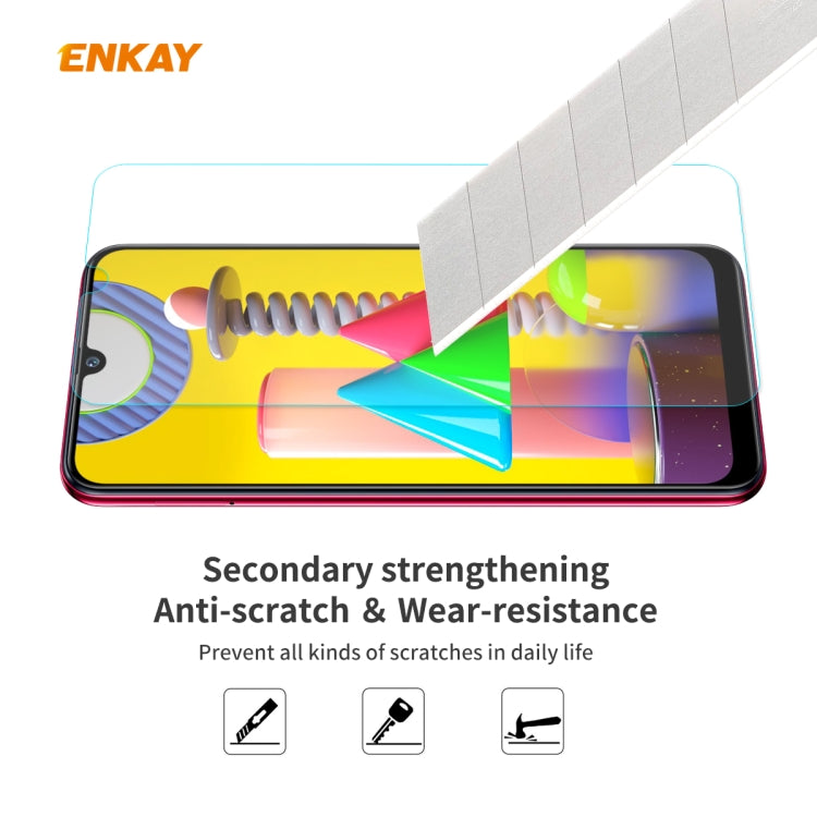 For Samsung Galaxy M31 / M21 10 PCS ENKAY Hat-Prince 0.26mm 9H 2.5D Curved Edge Tempered Glass Film