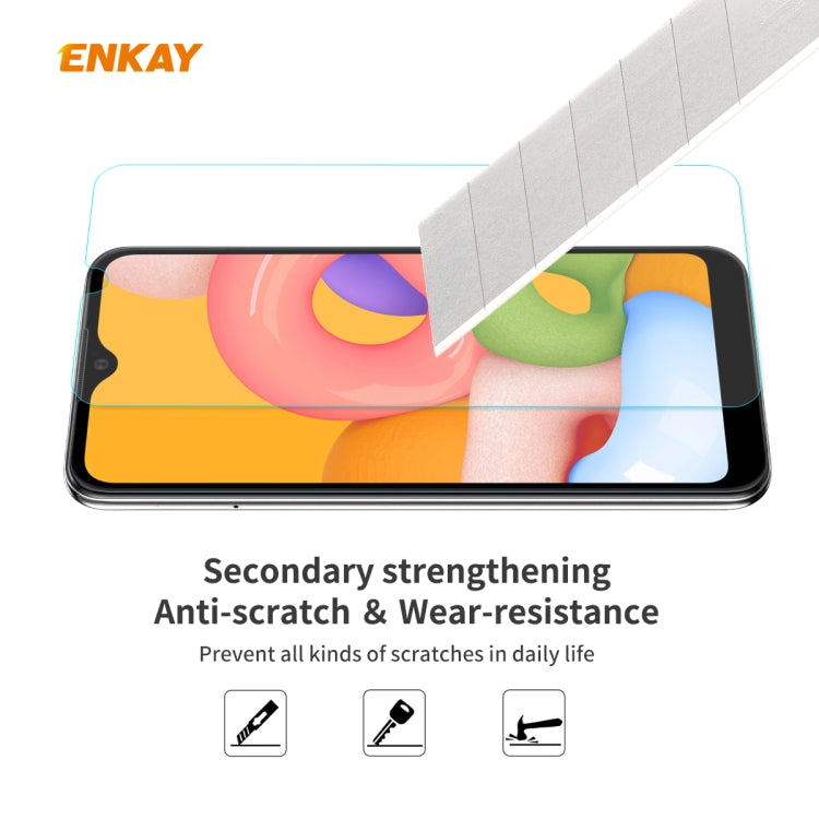 For Samsung Galaxy A01 5PCS ENKAY Hat-Prince 0.26mm 9H 2.5D Curved Edge Tempered Glass Film