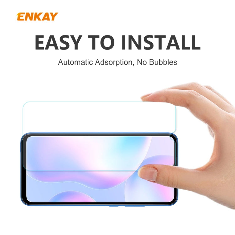 For Redmi 9 / 9A / 9C 2 PCS ENKAY Hat-Prince 0.26mm 9H 2.5D Curved Edge Tempered Glass Film