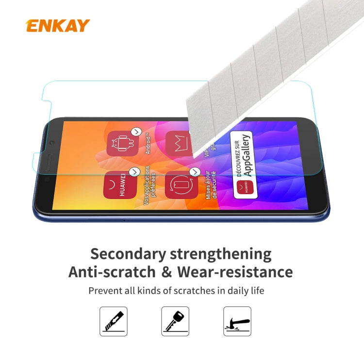 For Huawei Y5p 10 PCS ENKAY Hat-Prince 0.26mm 9H 2.5D Curved Edge Tempered Glass Film