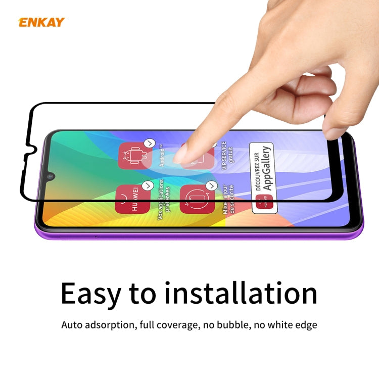 For Huawei Y6p 5 PCS ENKAY Hat-Prince Full Glue 0.26mm 9H 2.5D Tempered Glass Full Coverage Film