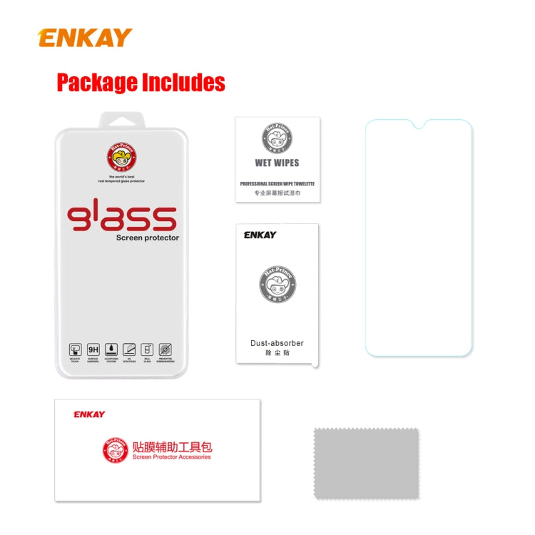 For Huawei Y6p 5 PCS ENKAY Hat-Prince Full Glue 0.26mm 9H 2.5D Tempered Glass Full Coverage Film