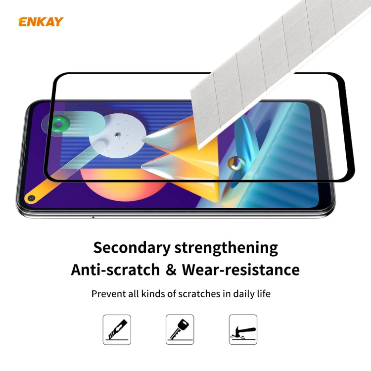 For Samsung Galaxy A11 / M11 5 PCS ENKAY Hat-Prince Full Glue 0.26mm 9H 2.5D Tempered Glass Full Coverage Film