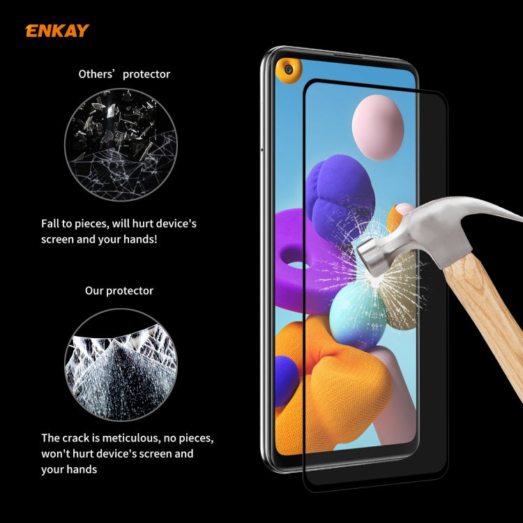 For Samsung Galaxy A21s 5pcs ENKAY Hat-Prince Full Glue 0.26mm 9H 2.5D Tempered Glass Full Coverage Film