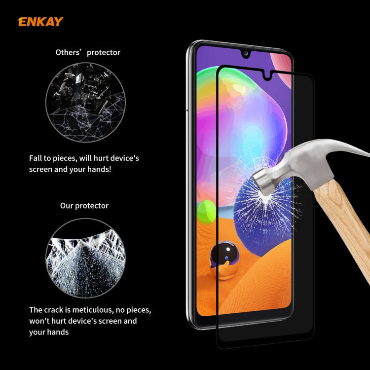 For Samsung Galaxy A31 2 PCS ENKAY Hat-Prince Full Glue 0.26mm 9H 2.5D Tempered Glass Full Coverage Film