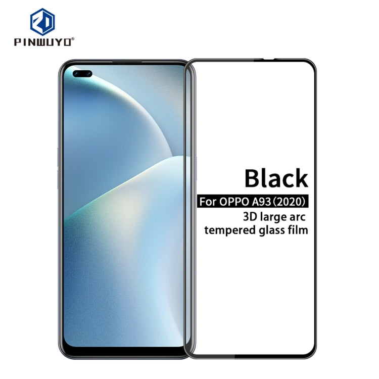 For OPPO A93(2020) PINWUYO 9H 3D Curved Full Screen Explosion-proof Tempered Glass Film(Black)
