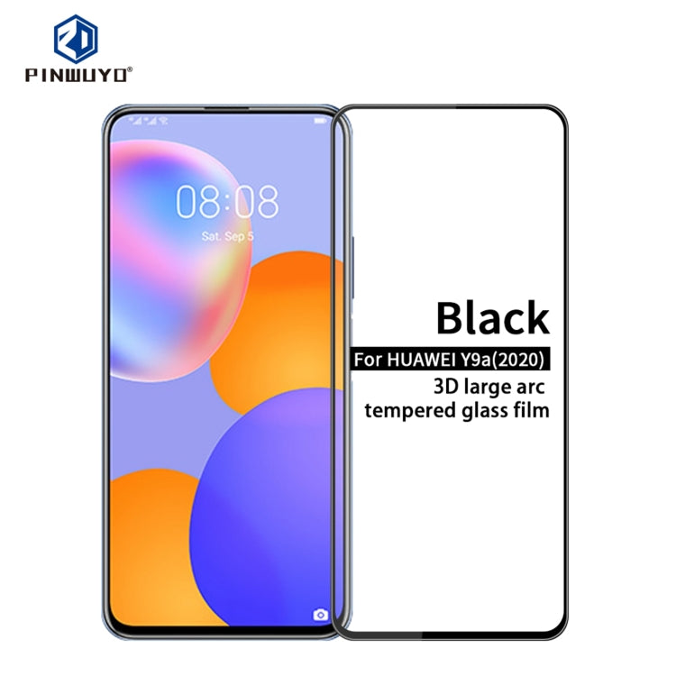 For Huawe Y9a (2020) PINWUYO 9H 3D Curved Full Screen Explosion-proof Tempered Glass Film(Black)