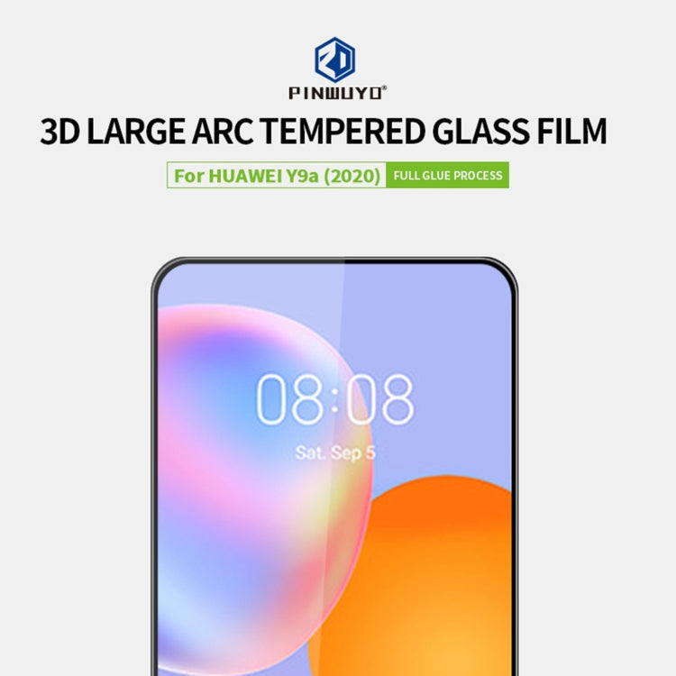 For Huawe Y9a (2020) PINWUYO 9H 3D Curved Full Screen Explosion-proof Tempered Glass Film(Black)