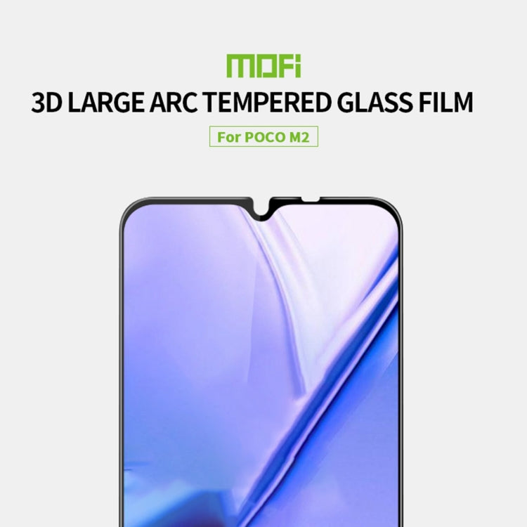 For Xiaomi Poco M2 MOFI 9H 3D Explosion-proof Curved Screen Tempered Glass Film(Black)