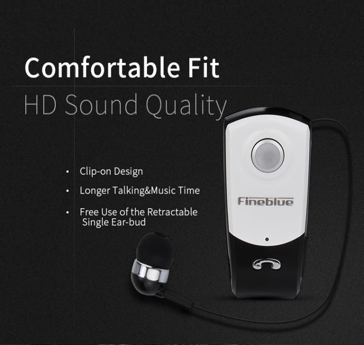 F960 CSR4.1 Retractable Cable Caller Vibration Reminder Anti-theft Bluetooth Headset, Black, White, Silver