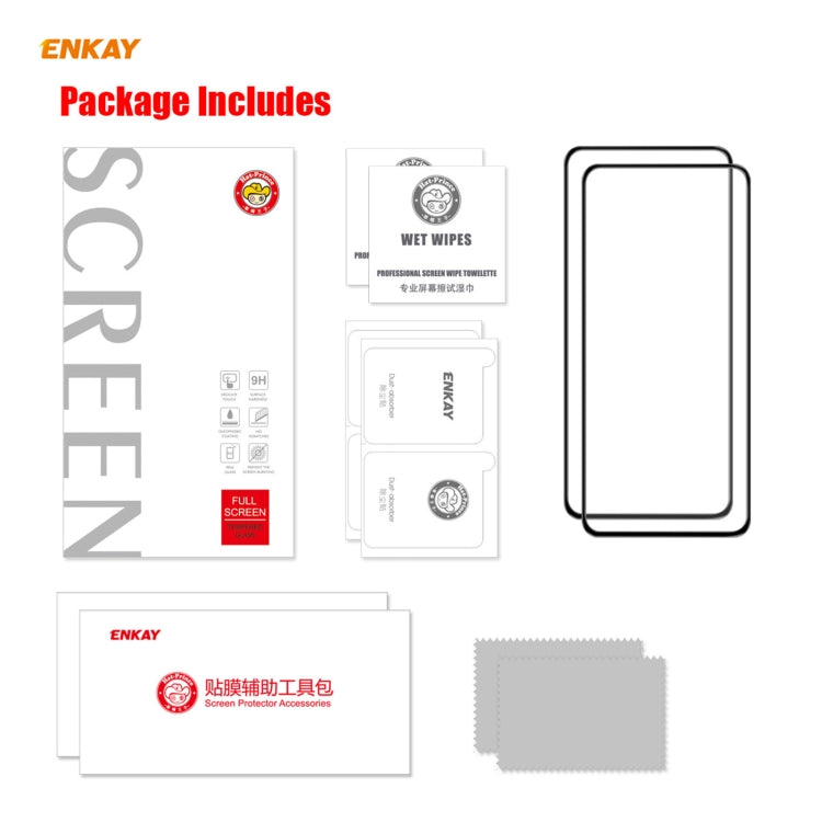 2 PCS ENKAY Hat-Prince Anti-drop Full Glue Tempered Glass Full Screen Film Anti-fall Protector, For Motorola Moto G9 Plus, For Motorola Moto G9 / G9 Play, For Samsung Galaxy A12, For Xiaomi Mi 10T 5G