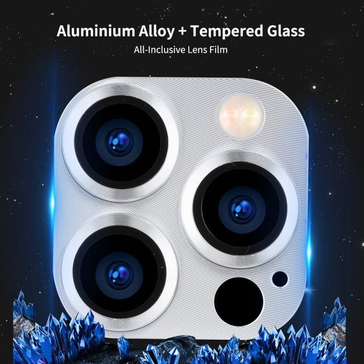 For iPhone 13 Pro / 13 Pro Max ENKAY Aluminium Alloy + Tempered Glass Camera Lens Cover (Silver)