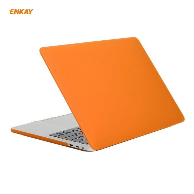 ENKAY 3 in 1 Matte Laptop Protective Case + US Version TPU Keyboard Film + Anti-dust Plugs Set for MacBook Pro 13.3 inch A1706 / A1989 / A2159 (with Touch Bar)(Orange)
