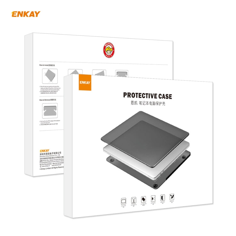 ENKAY 3 in 1 Matte Laptop Protective Case + US Version TPU Keyboard Film + Anti-dust Plugs Set for MacBook Pro 13.3 inch A1706 / A1989 / A2159 (with Touch Bar)(Black)