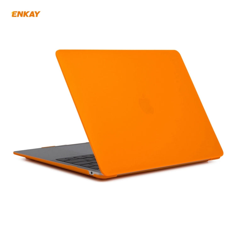 ENKAY 3 in 1 Matte Laptop Protective Case + US Version TPU Keyboard Film + Anti-dust Plugs Set for MacBook Air 13.3 inch A2179 & A2337 (2020)(Orange)