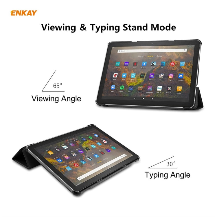 ENKAY PU Leather + Plastic Smart Case with Three-folding Holder for Amazon Fire HD 10 / 10 Plus (2021), For Amazon Fire HD 10 / 10 Plus (2021)
