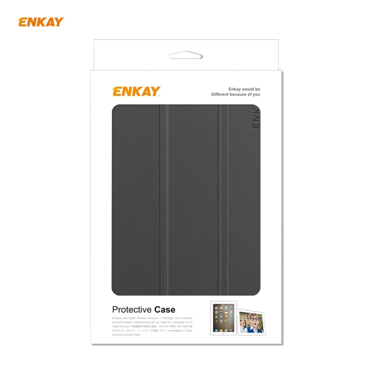 ENKAY PU Leather + Plastic Case with Three-folding Holder for Huawei MatePad T8 / Honor Tablet X7(Black)