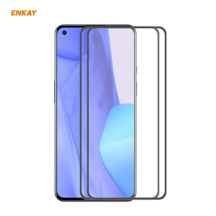 For OnePlus 9R 2 PCS ENKAY Hat-Prince Anti-drop Full Glue Tempered Glass Full Screen Film Anti-fall Protector