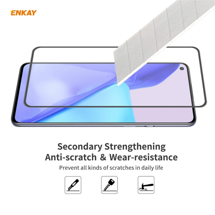 For OnePlus 9 ENKAY Hat-Prince Anti-drop Full Glue Tempered Glass Full Screen Film Anti-fall Protector