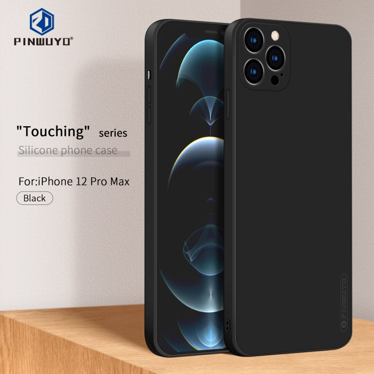 For iPhone 12 Pro Max PINWUYO Touching Series Liquid Silicone TPU Shockproof Case(Black)