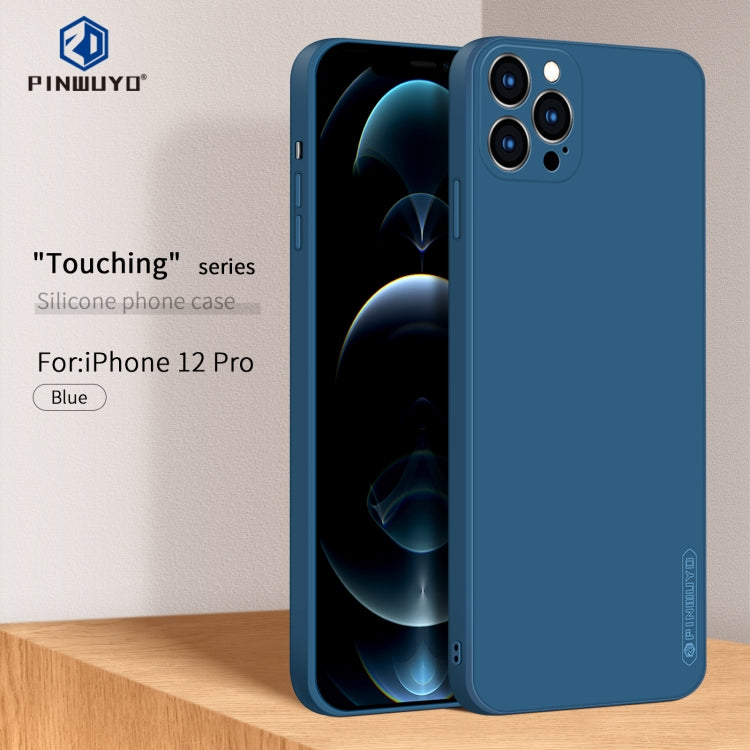 For iPhone 12 Pro PINWUYO Touching Series Liquid Silicone TPU Shockproof Case(Blue)