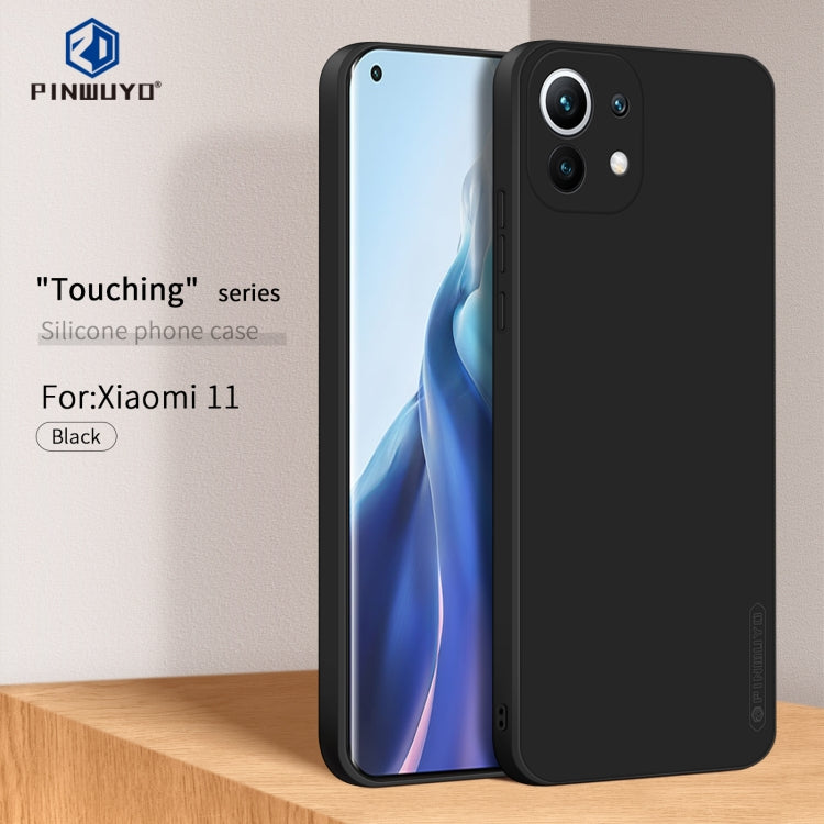 For Xiaomi Mi 11 PINWUYO Touching Series Liquid Silicone TPU Shockproof Case(Black)
