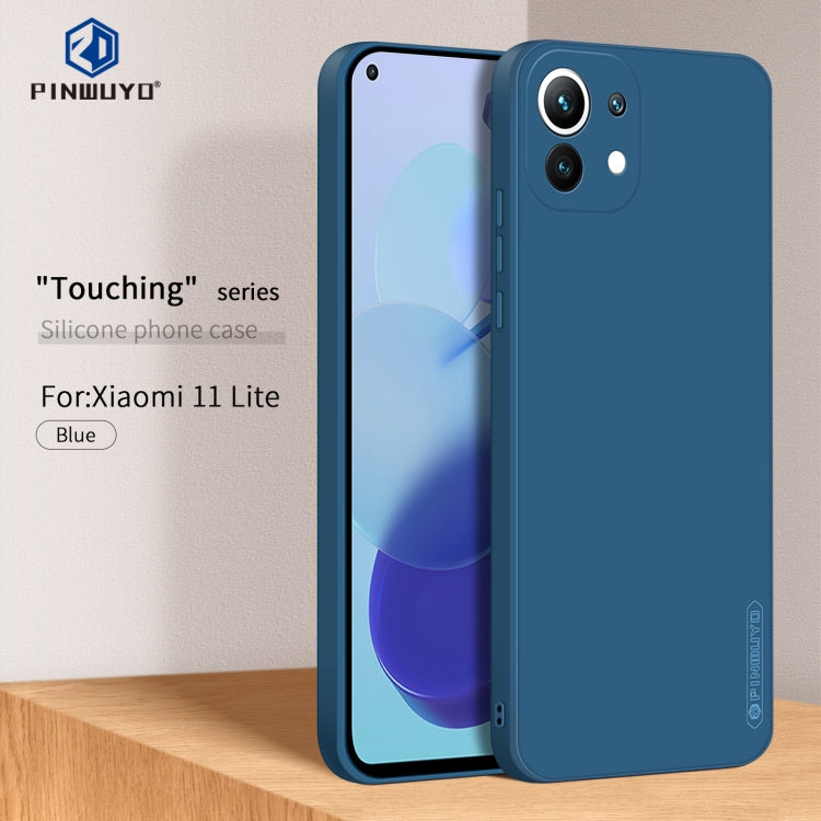 For Xiaomi Mi 11 Lite PINWUYO Touching Series Liquid Silicone TPU Shockproof Case(Blue)