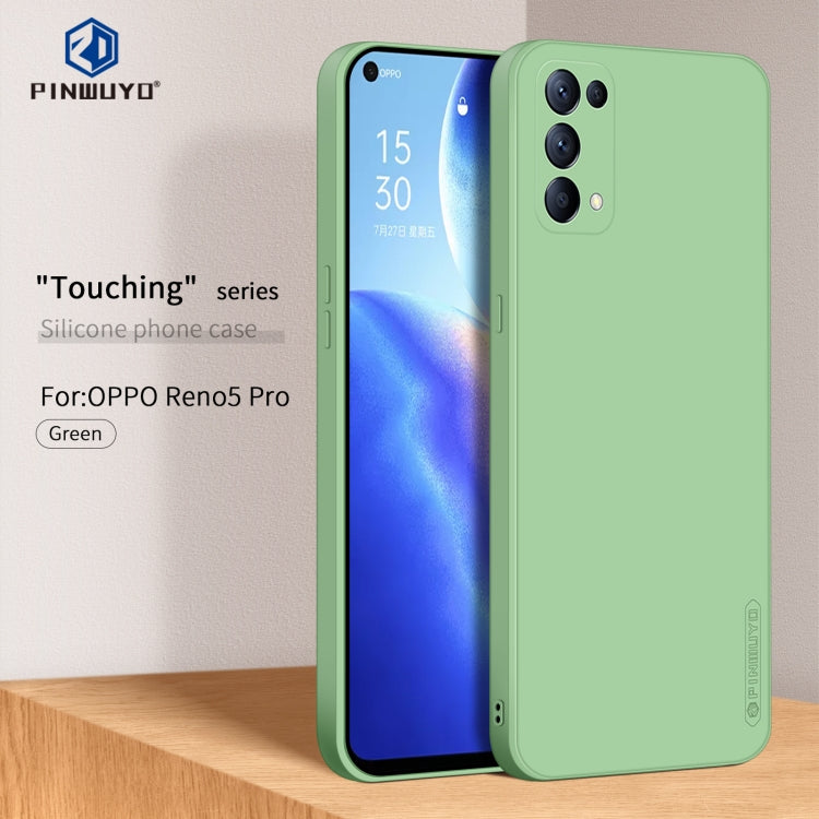 For OPPO Reno5 Pro  PINWUYO Touching Series Liquid Silicone TPU Shockproof Case(Green)