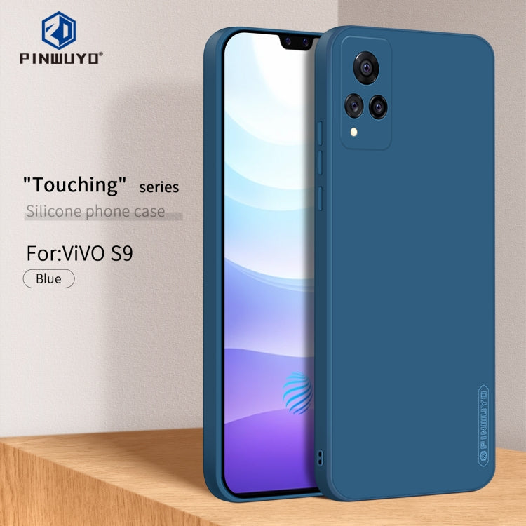 For vivo S9 PINWUYO Touching Series Liquid Silicone TPU Shockproof Case(Blue)