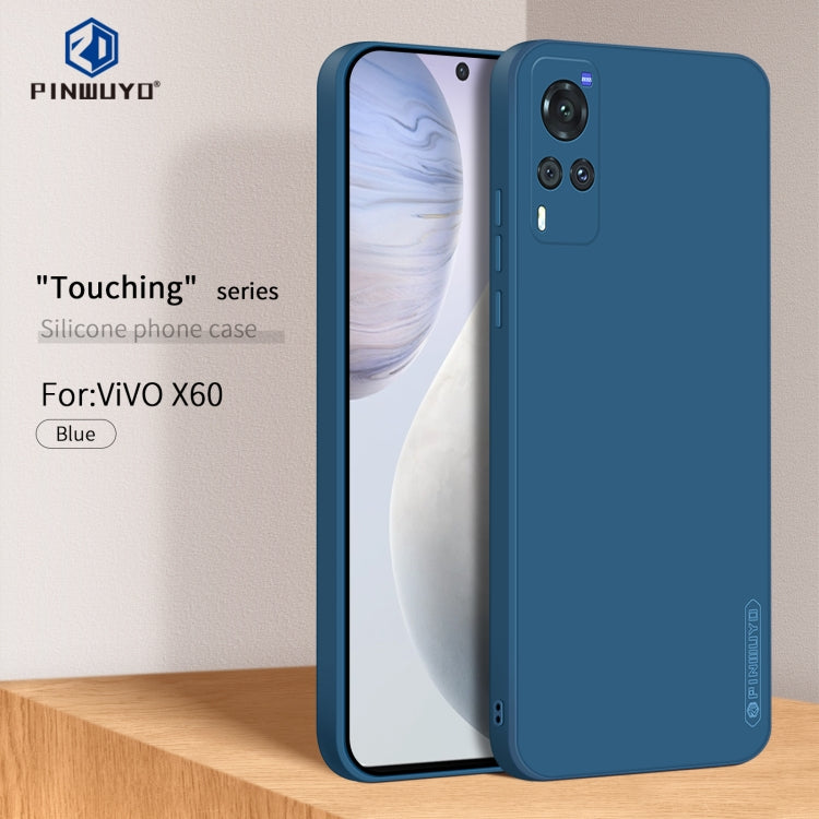For vivo X60 PINWUYO Touching Series Liquid Silicone TPU Shockproof Case(Blue)