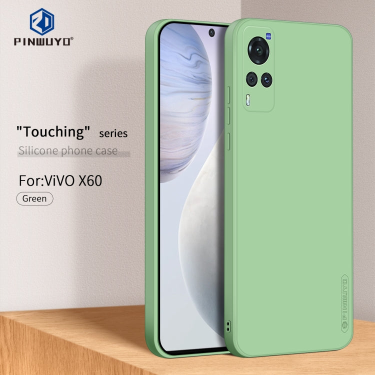 For vivo X60 PINWUYO Touching Series Liquid Silicone TPU Shockproof Case(Green)